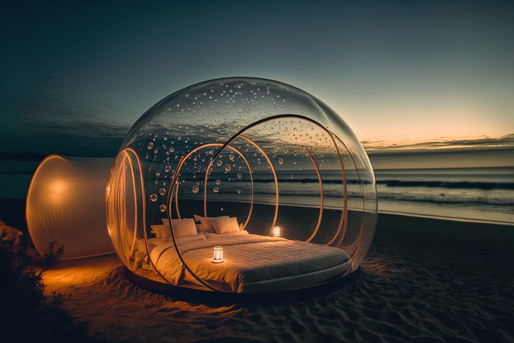 Bulle coucher de soleil sur la plage
