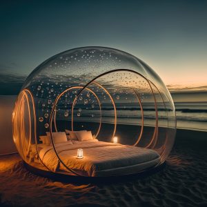 Bulle coucher de soleil sur la plage